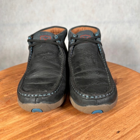 Twisted X Driving Mocs Mens 8M Black Blue Leather Chukka Boots WDM0033 Good main image 7
